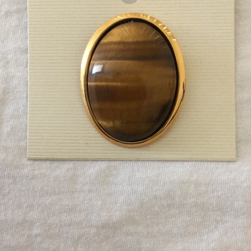 NWT Tiger's Eye Amber Brooch Pin - Picture 2 of 5